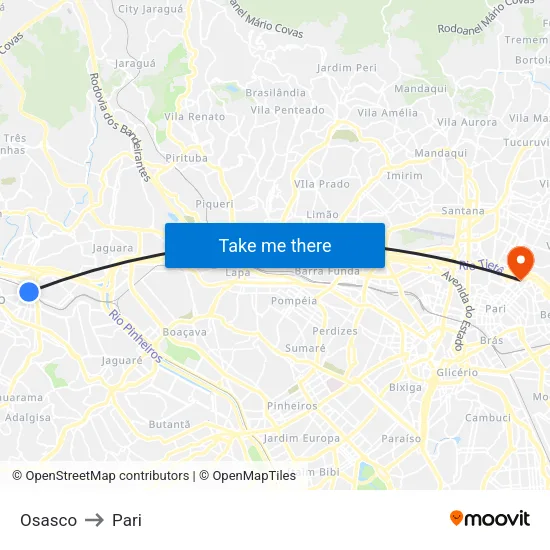 Osasco to Pari map