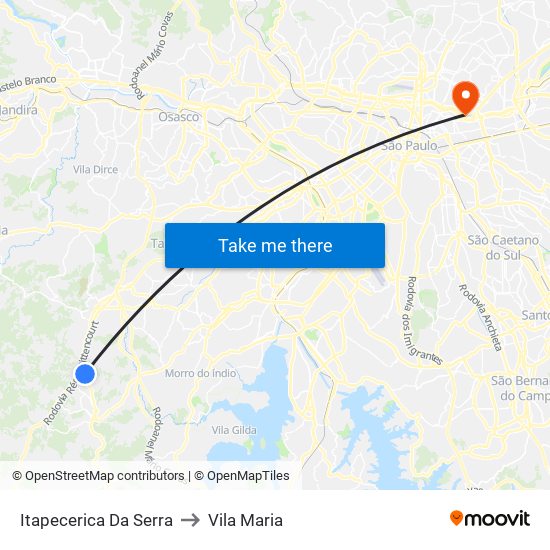 Itapecerica Da Serra to Vila Maria map