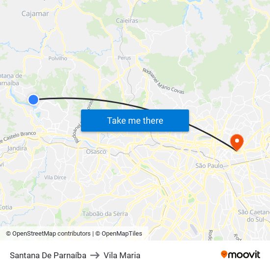 Santana De Parnaíba to Vila Maria map