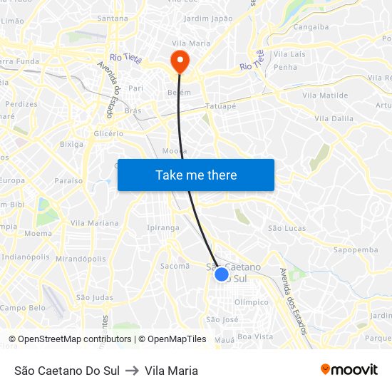 São Caetano Do Sul to Vila Maria map