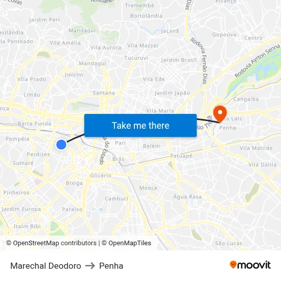Marechal Deodoro to Penha map