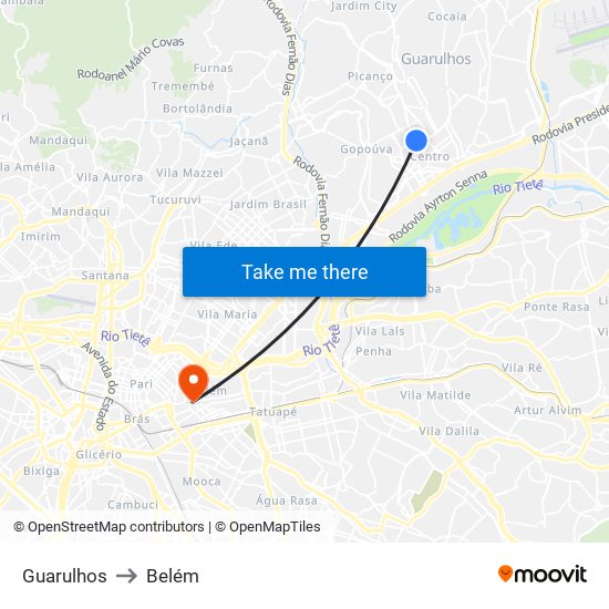 Guarulhos to Belém map