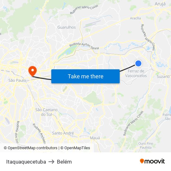 Itaquaquecetuba to Belém map