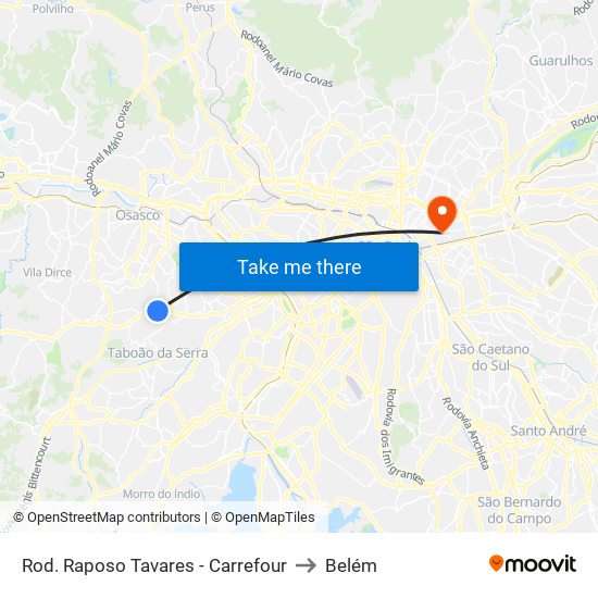 Rod. Raposo Tavares - Carrefour to Belém map