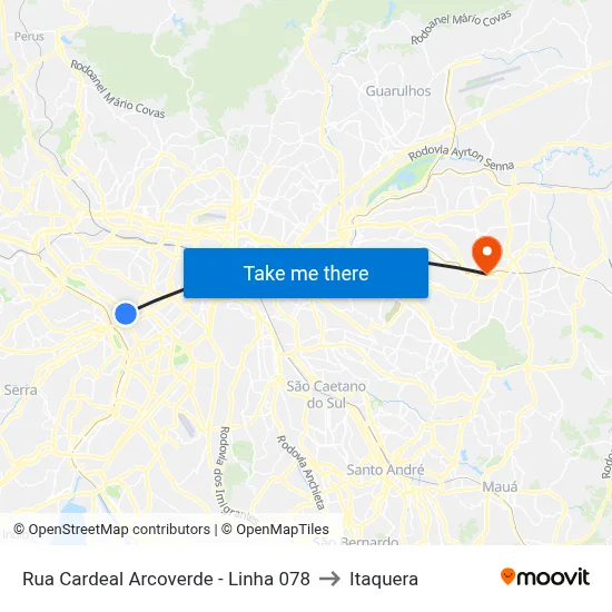 Rua Cardeal Arcoverde - Linha 078 to Itaquera map