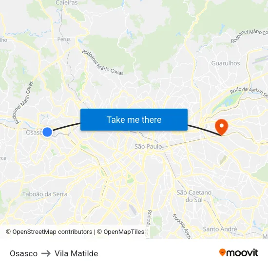 Osasco to Vila Matilde map