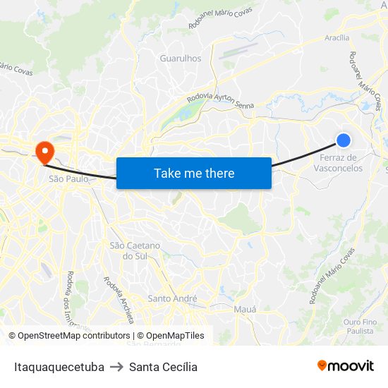 Itaquaquecetuba to Santa Cecília map
