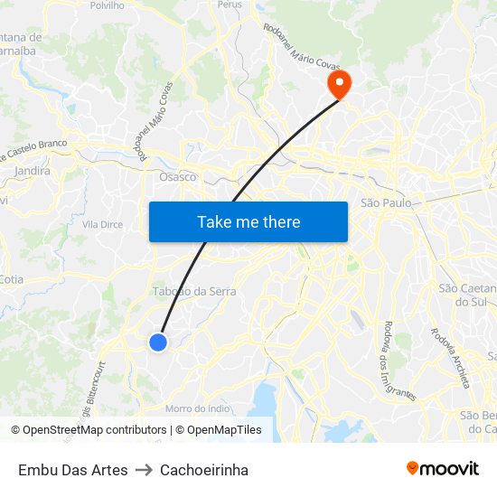 Embu Das Artes to Cachoeirinha map