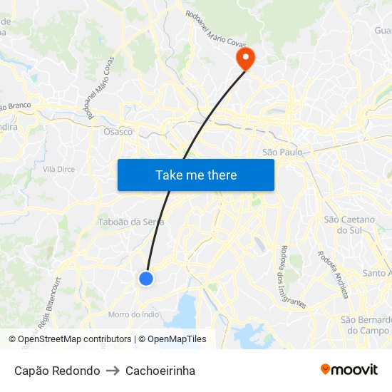 Capão Redondo to Cachoeirinha map