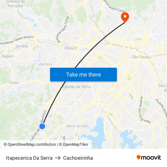 Itapecerica Da Serra to Cachoeirinha map