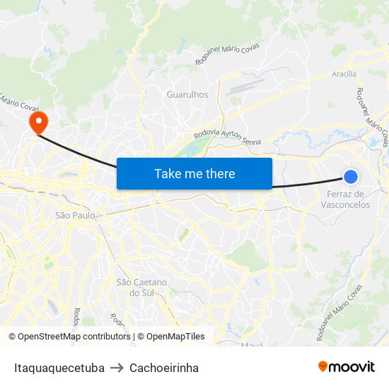 Itaquaquecetuba to Cachoeirinha map