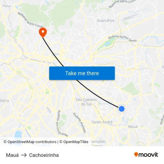 Mauá to Cachoeirinha map