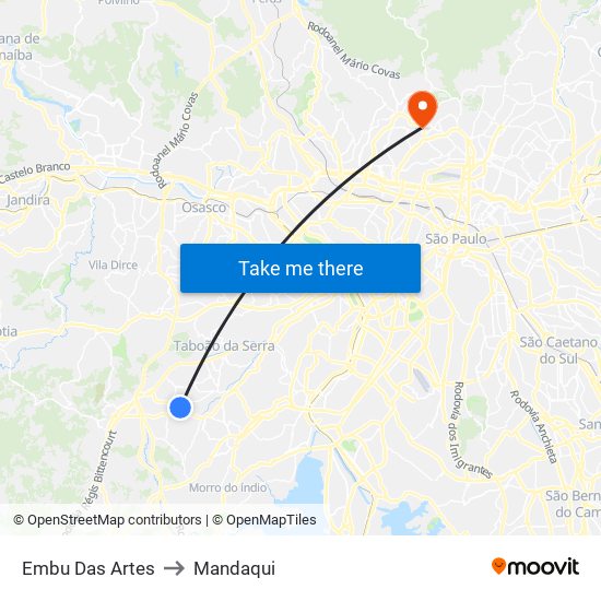 Embu Das Artes to Mandaqui map