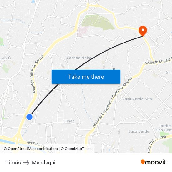 Limão to Mandaqui map