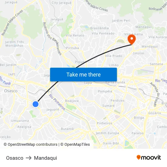 Osasco to Mandaqui map