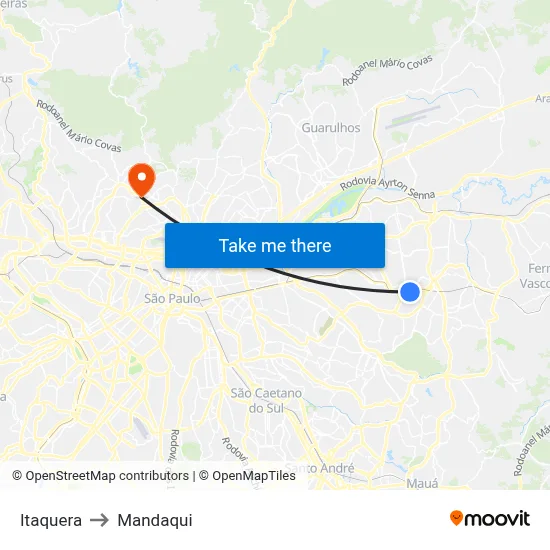 Itaquera to Mandaqui map