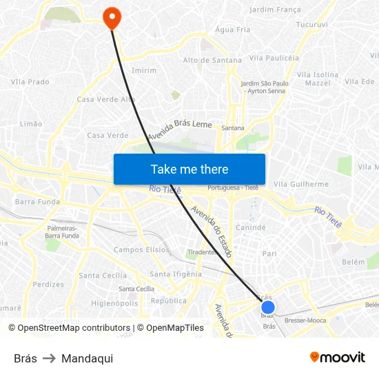 Brás to Mandaqui map