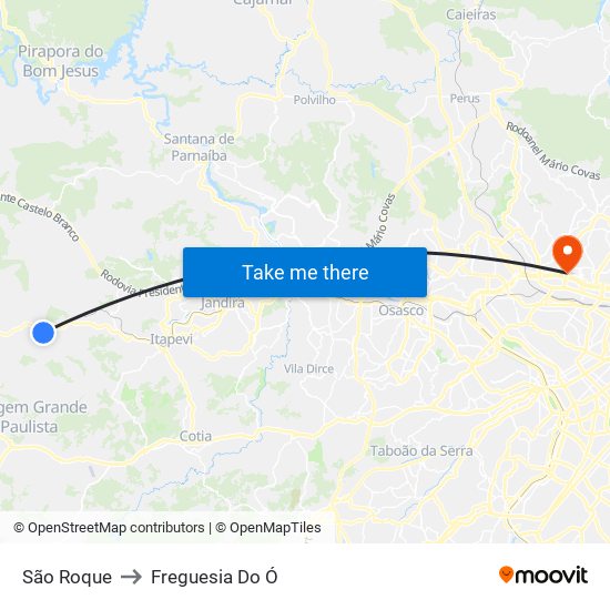 São Roque to Freguesia Do Ó map