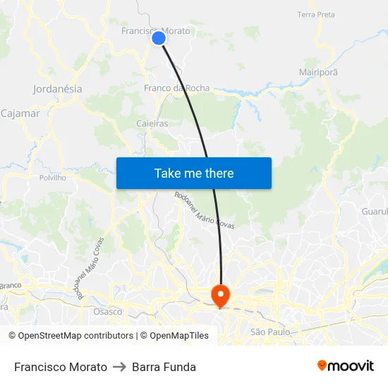 Francisco Morato to Barra Funda map