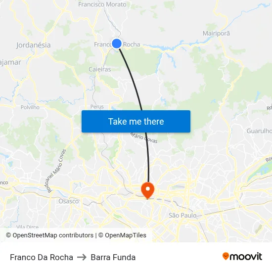 Franco Da Rocha to Barra Funda map