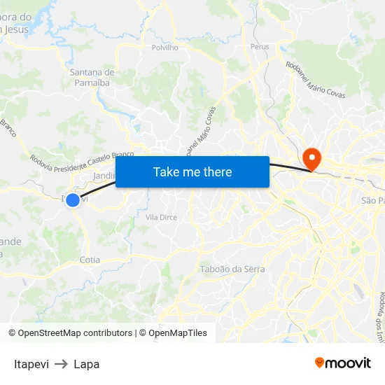 Itapevi to Lapa map