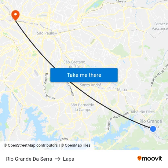 Rio Grande Da Serra to Lapa map