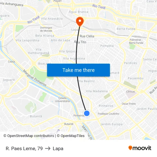 R. Paes Leme, 79 to Lapa map