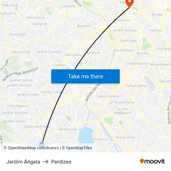 Jardim Ângela to Perdizes map