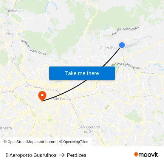 ✈️ Aeroporto-Guarulhos to Perdizes map
