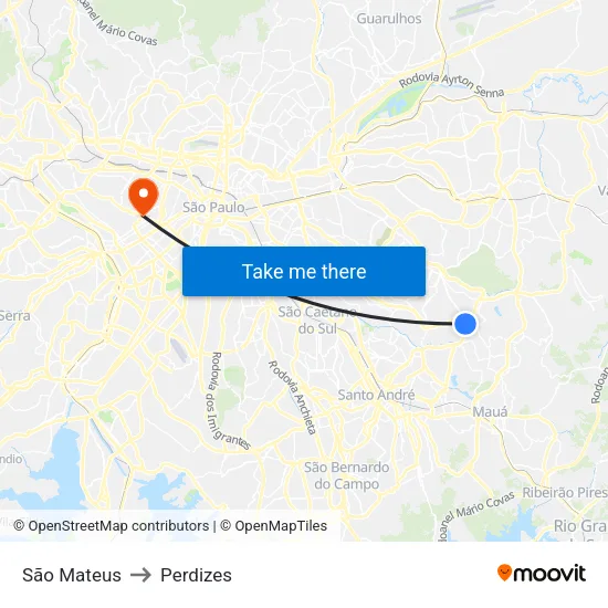 São Mateus to Perdizes map