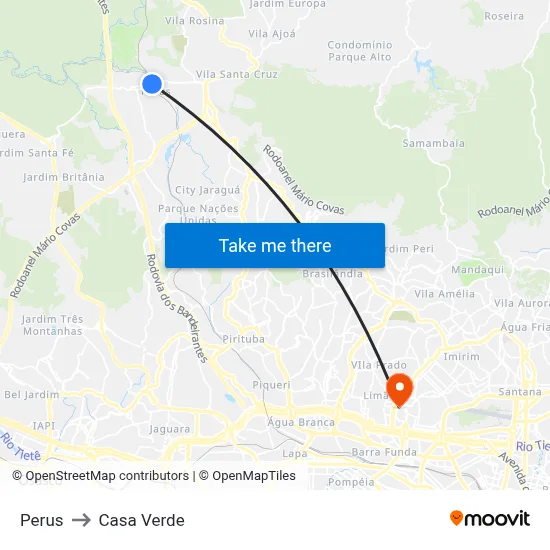 Perus to Casa Verde map