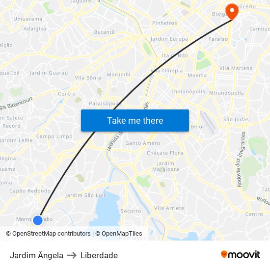 Jardim Ângela to Liberdade map