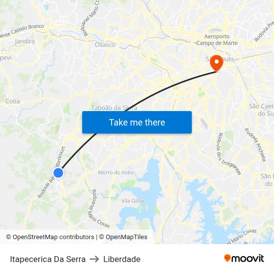 Itapecerica Da Serra to Liberdade map