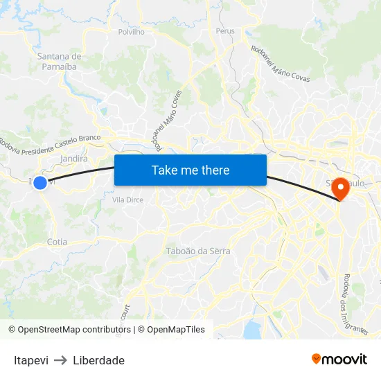 Itapevi to Liberdade map