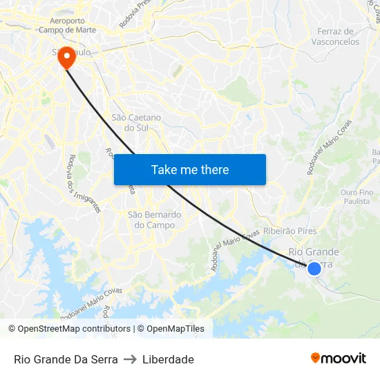 Rio Grande Da Serra to Liberdade map