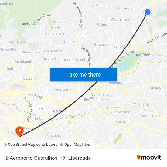 ✈️ Aeroporto-Guarulhos to Liberdade map