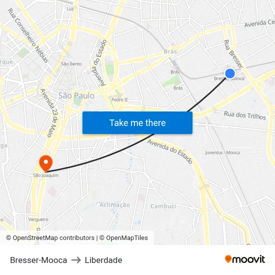Bresser-Mooca to Liberdade map