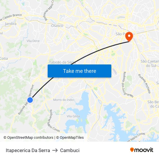 Itapecerica Da Serra to Cambuci map