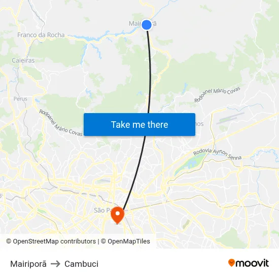 Mairiporã to Cambuci map