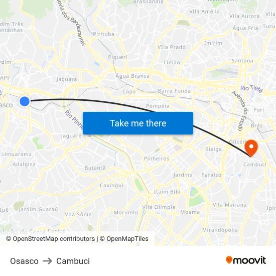 Osasco to Cambuci map