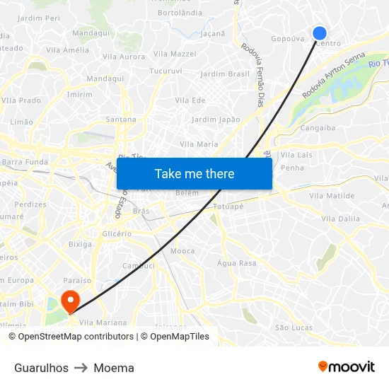 Guarulhos to Moema map