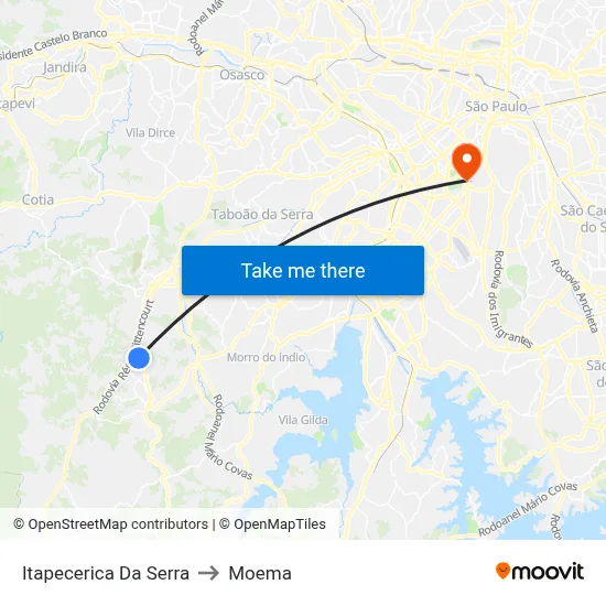 Itapecerica Da Serra to Moema map