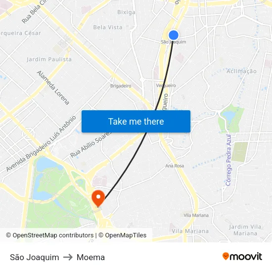 São Joaquim to Moema map