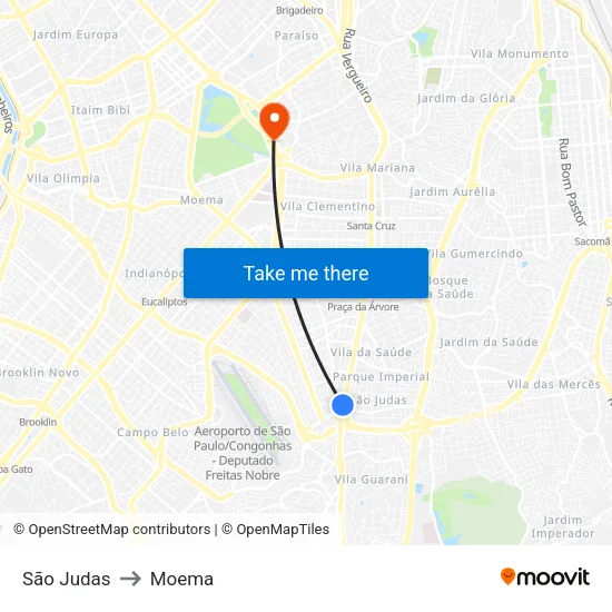 São Judas to Moema map