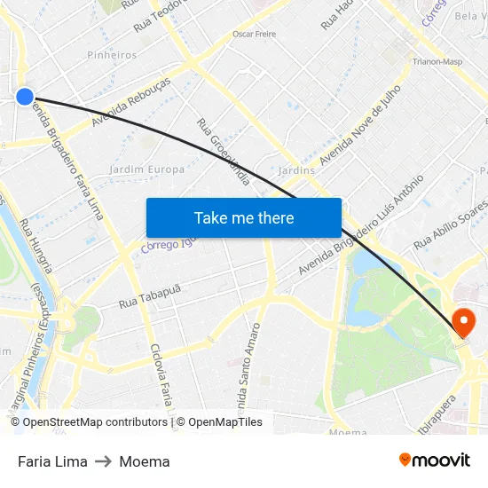 Faria Lima to Moema map