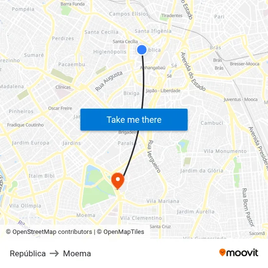 República to Moema map