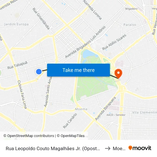 Rua Leopoldo Couto Magalhães Jr. (Oposto Ao Nº 275) to Moema map