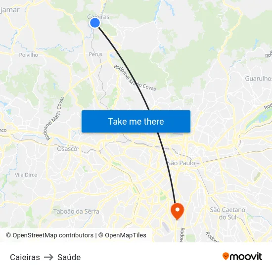 Caieiras to Saúde map