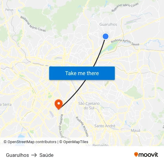 Guarulhos to Saúde map