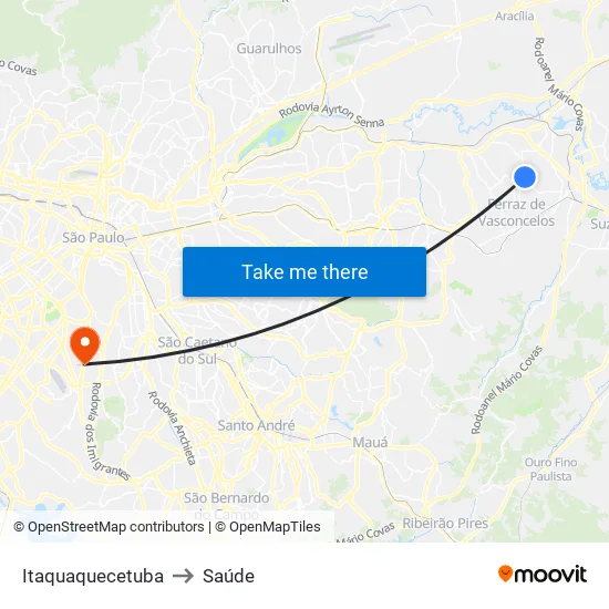 Itaquaquecetuba to Saúde map